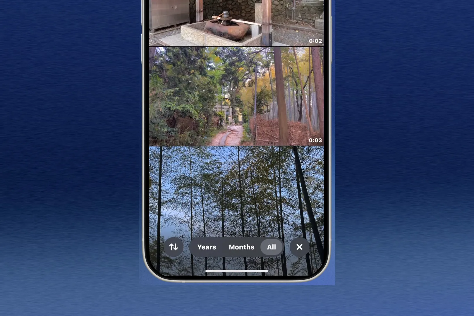 Pitch slide: a phone showing an endless camera roll, captioned with the question does anyone's camera roll look like this
