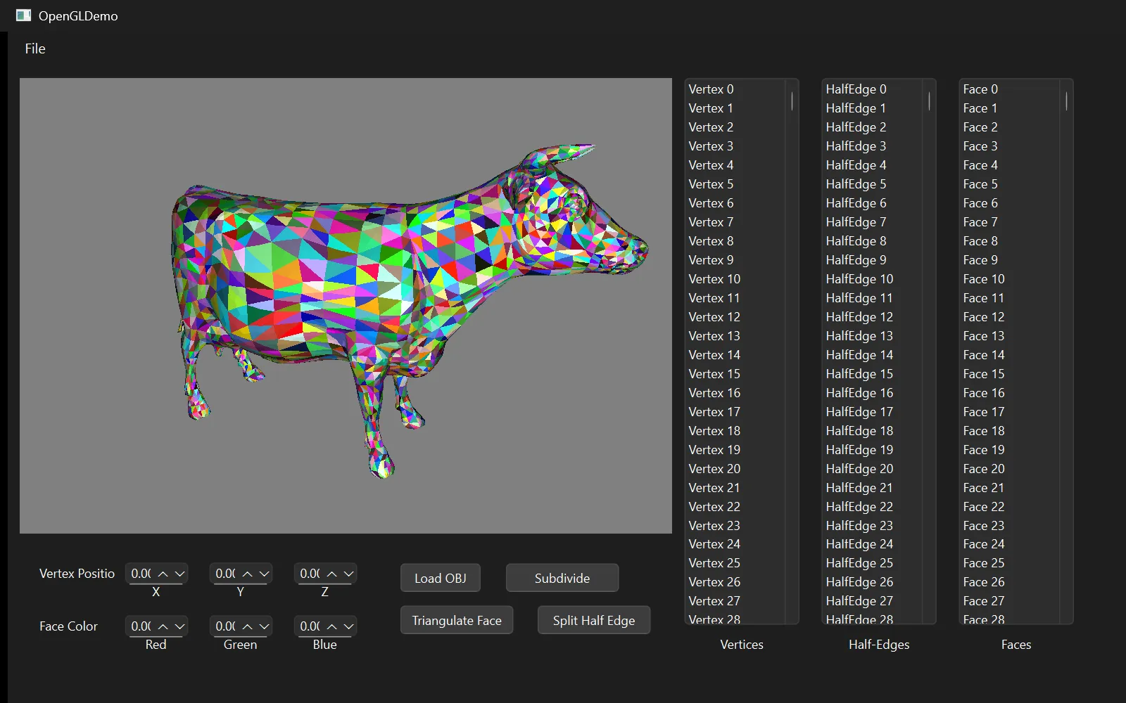 The cow model after one round of Catmull-Clark subdivision