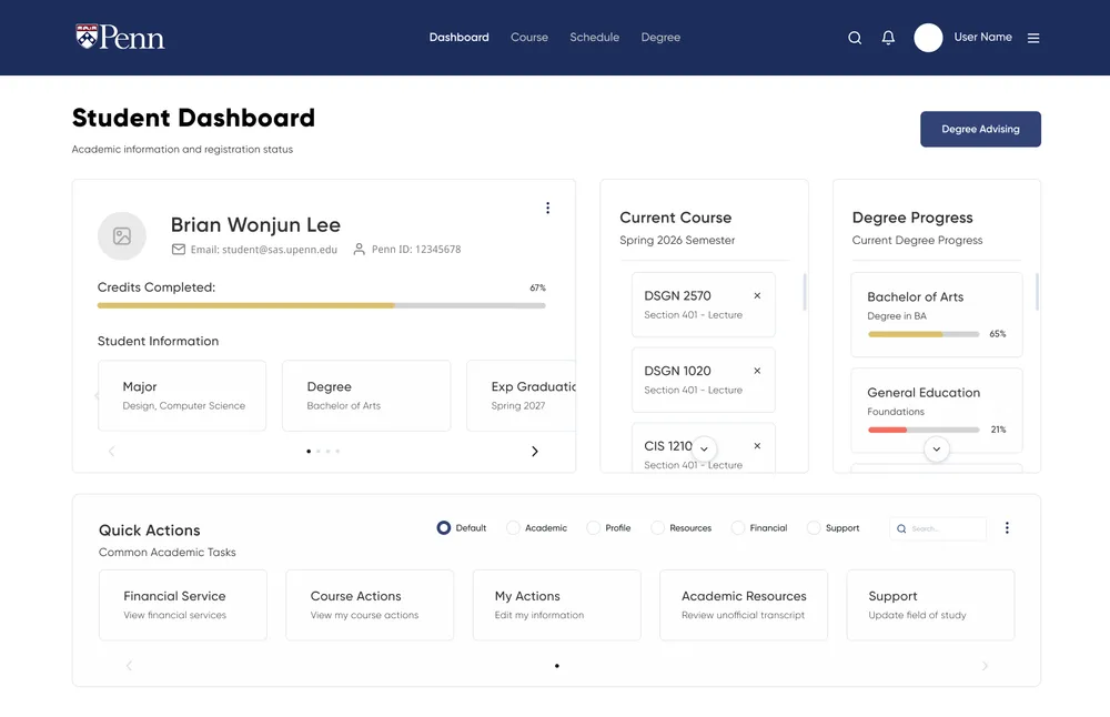 Path@Penn — redesigned student course-planning dashboard