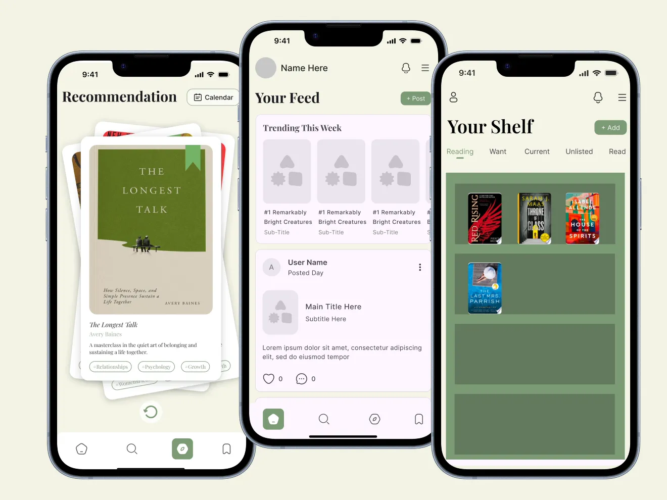 Dewey iOS app screens
