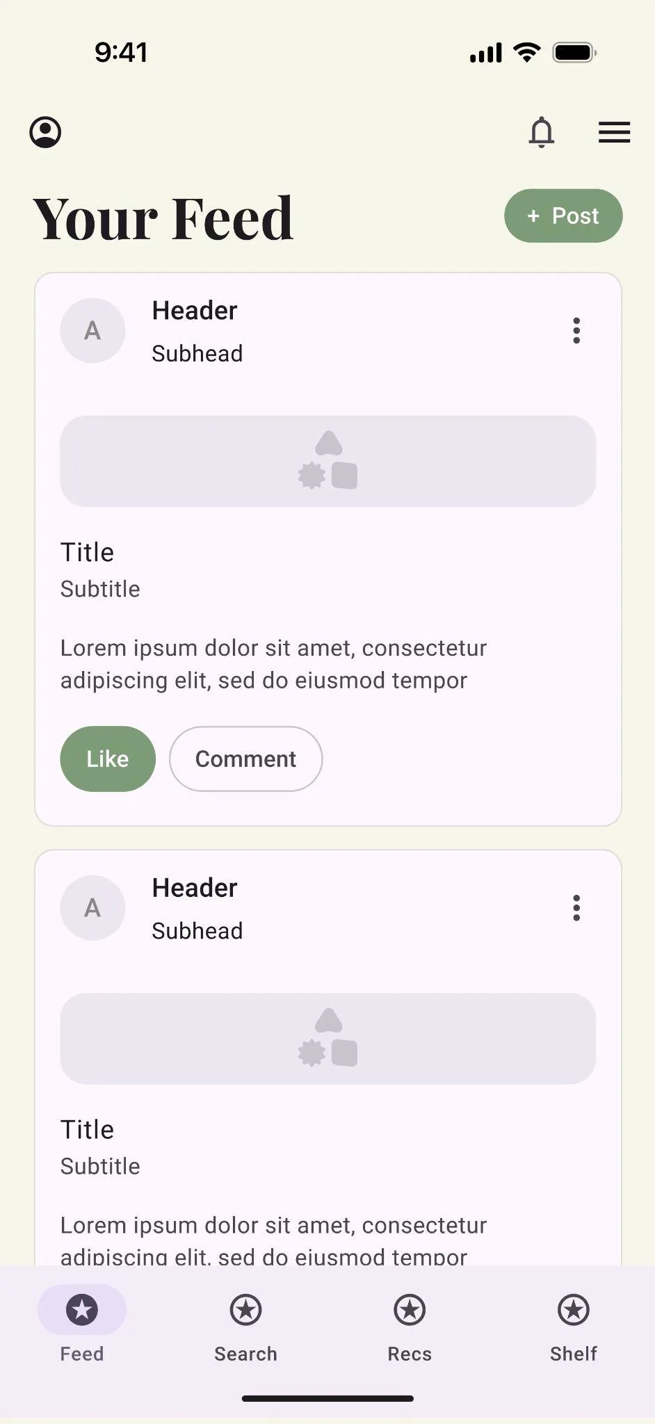 Feed wireframe without search