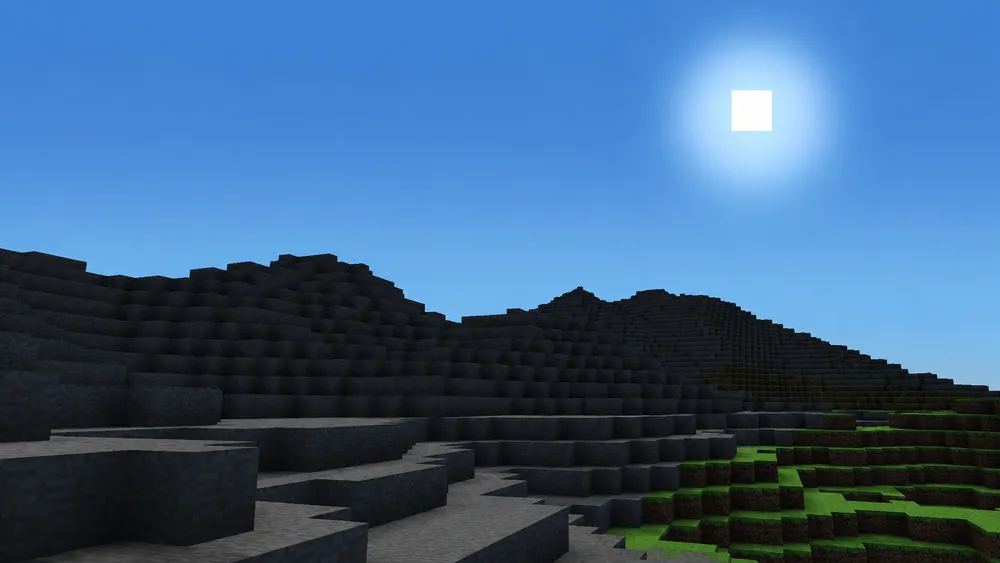 Mini Minecraft — procedurally generated terrain at dusk