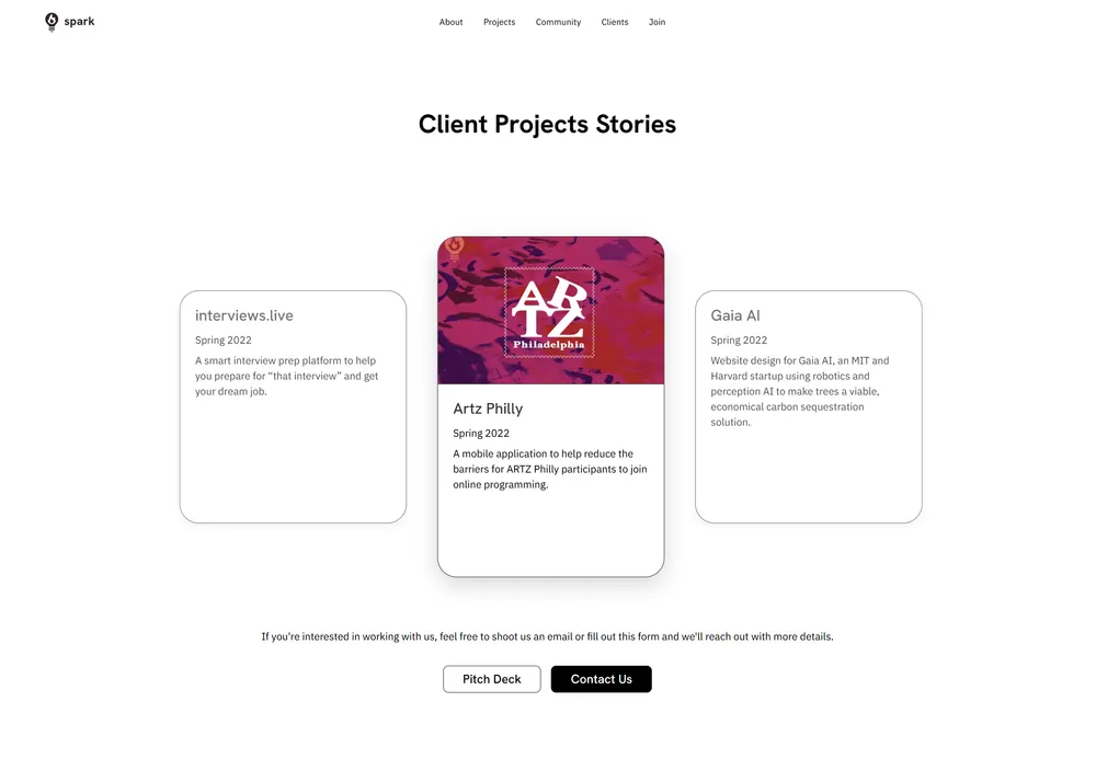 Penn Spark — redesigned club website homepage