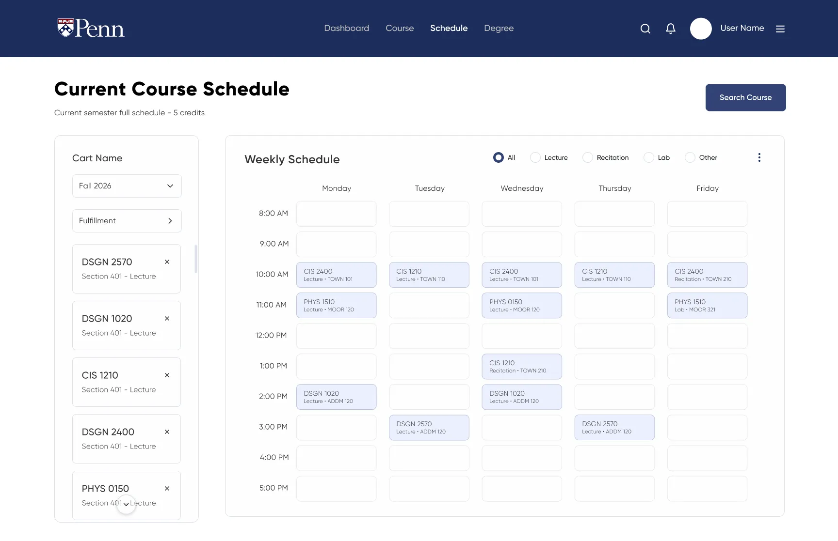 Schedule view