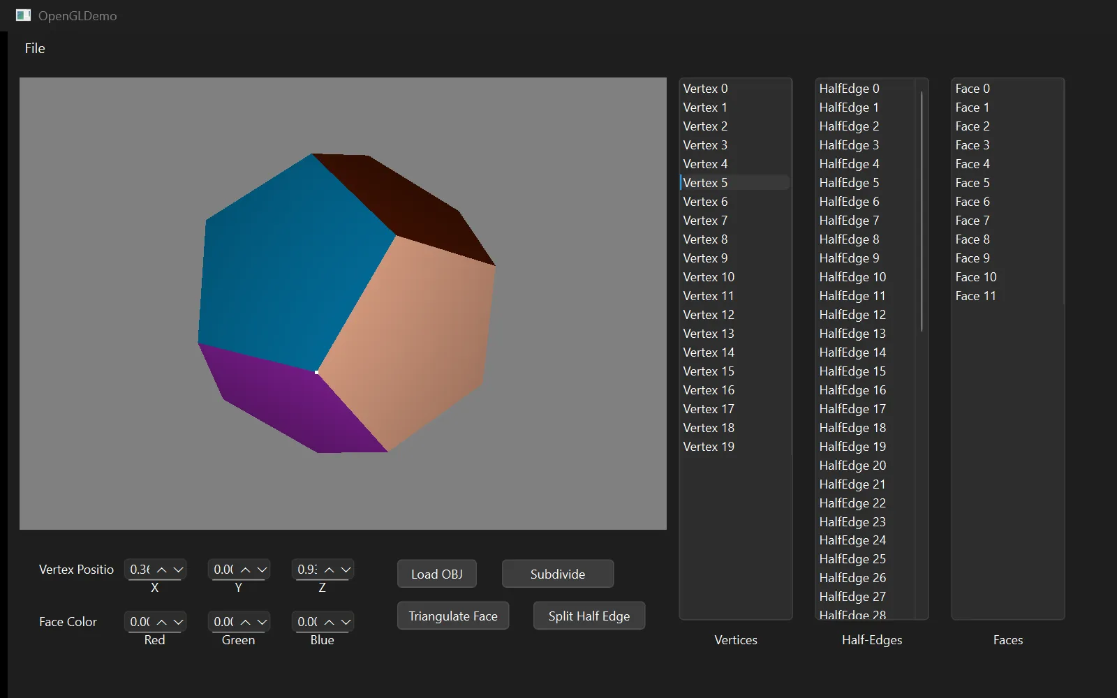 A single vertex selected and marked on the mesh