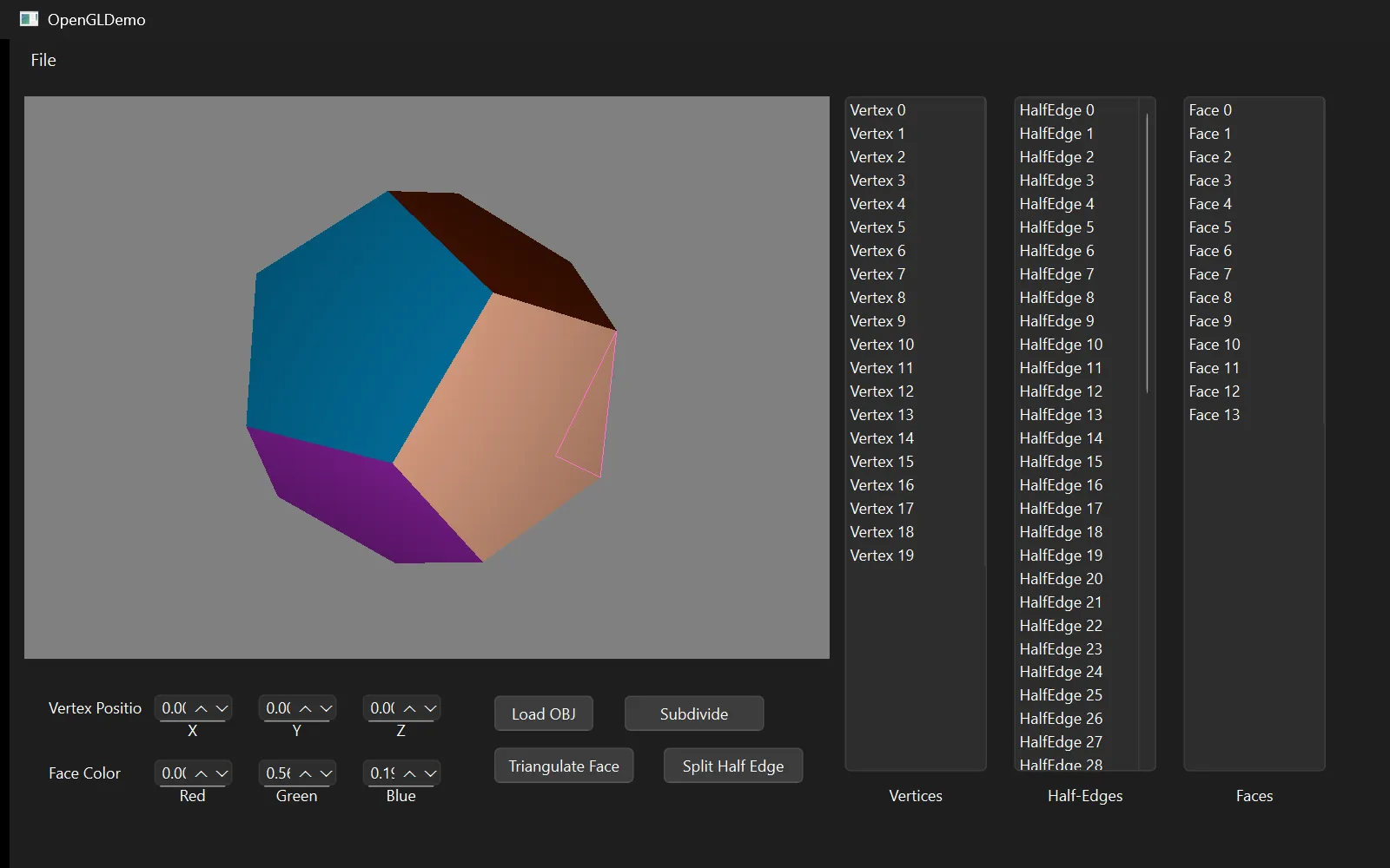 A pentagonal face fanned into triangles